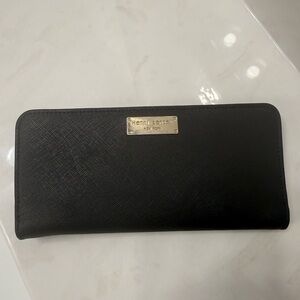 Henri Bendel Black Wallet with Gold Accent